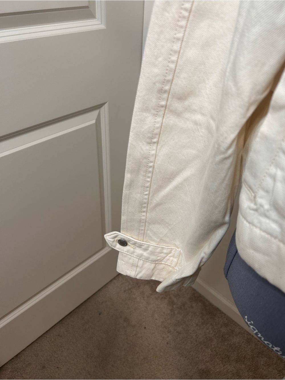 Universal Thread Denim Cropped Trench Jacket - Off-White L - Picture 6 of 9